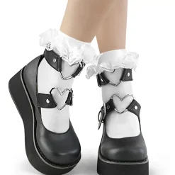 Women Demonia Cult Ruffle Lace Sock